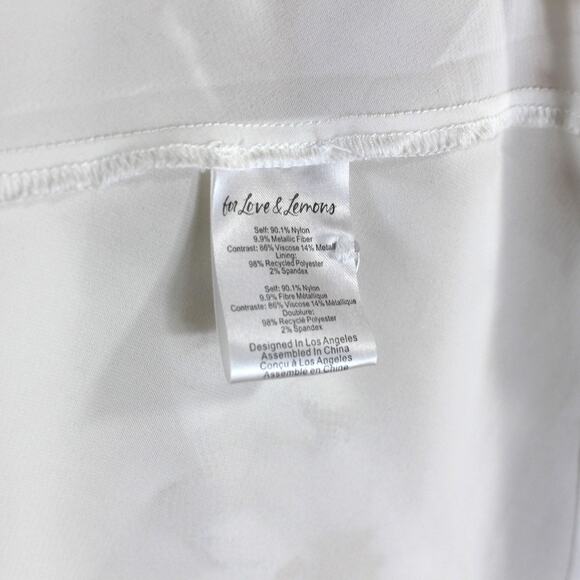 For Love & Lemons Lupita Mini Dress NEW White Gold Corset Shimmer Floral Lace L - Picture 8 of 8